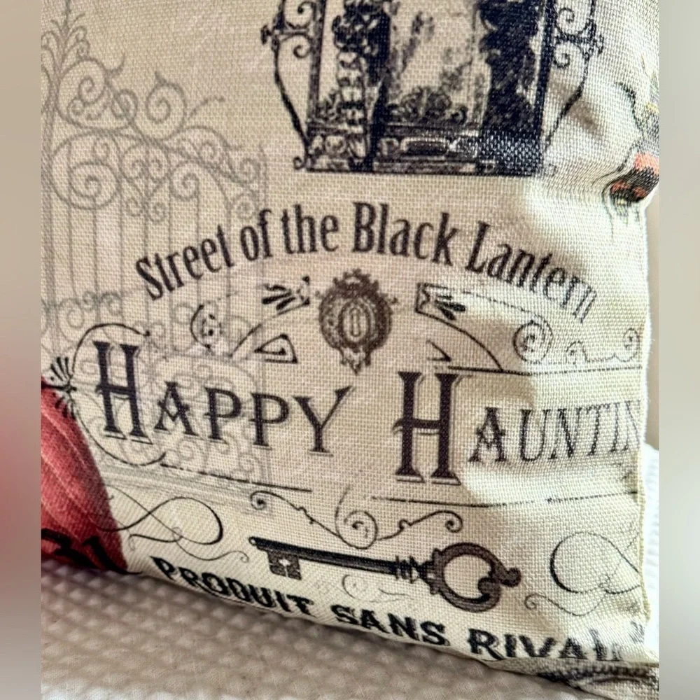 New Rustic Halloween Crow Raven Pumpkin Lantern Decorative Toss Pillow 17” x 17”